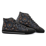 High-Top Canvas Shoes Gothic Pattern Carved Wood and Copper