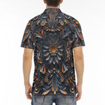 Men's Polo Shirt Gothic Pattern Carved Wood and Copper