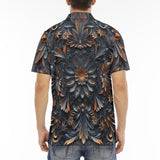 Men's Polo Shirt Gothic Pattern Carved Wood and Copper