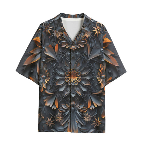 Hawaiian Shirt Gothic Pattern Carved Wood and Copper
