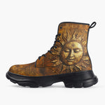 Casual Leather Chunky Boots Ancient Golden Sun Rays