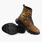 Casual Leather Chunky Boots Ancient Golden Sun Rays