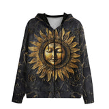 Men's Zip Up Hoodie Ancient Sun Metal Art