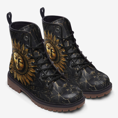 Leather Boots Ancient Sun Metal Art