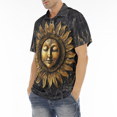 Men's Polo Shirt Ancient Sun Metal Art
