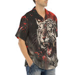 Hawaiian Shirt Angry Tiger Roaring in Dark Jungle