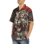 Hawaiian Shirt Angry Tiger Roaring in Dark Jungle
