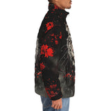 Down-Padded Puffer Jacket Angry Tiger Roaring in Dark Jungle