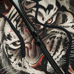 Men's Zip Up Hoodie Angry Tiger Roaring in Dark Jungle