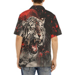 Hawaiian Shirt Angry Tiger Roaring in Dark Jungle