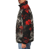 Down-Padded Puffer Jacket Angry Tiger Roaring in Dark Jungle