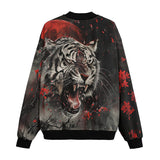 Bomber Jacket Angry Tiger Roaring in Dark Jungle