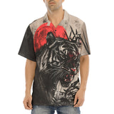 Hawaiian Shirt Tiger Red Moon Bamboo Japanese Art