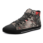 High-Top Canvas Shoes Tiger Red Moon Bamboo Japanese Art