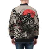 Bomber Jacket Tiger Red Moon Bamboo Japanese Art