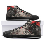 High-Top Canvas Shoes Tiger Red Moon Bamboo Japanese Art