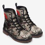 Leather Boots Tiger Red Moon Bamboo Japanese Art