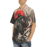 Hawaiian Shirt Tiger Red Moon Bamboo Japanese Art