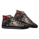 High-Top Canvas Shoes Tiger Red Moon Bamboo Japanese Art