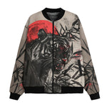 Bomber Jacket Tiger Red Moon Bamboo Japanese Art