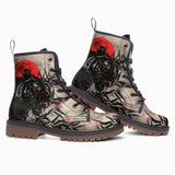 Leather Boots Tiger Red Moon Bamboo Japanese Art