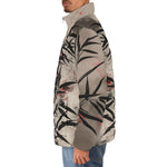 Down-Padded Puffer Jacket Tiger Red Moon Bamboo Japanese Art