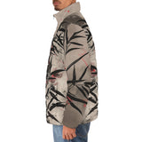 Down-Padded Puffer Jacket Tiger Red Moon Bamboo Japanese Art