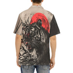 Hawaiian Shirt Tiger Red Moon Bamboo Japanese Art
