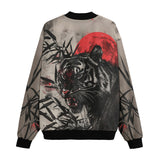 Bomber Jacket Tiger Red Moon Bamboo Japanese Art