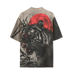 Hawaiian Shirt Tiger Red Moon Bamboo Japanese Art