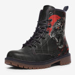 Leather Boots Angry Tiger Red Moon Jungle Art