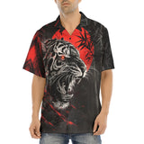 Hawaiian Shirt Angry Tiger Red Moon Jungle Art