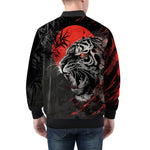 Bomber Jacket Angry Tiger Red Moon Jungle Art