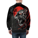 Bomber Jacket Angry Tiger Red Moon Jungle Art