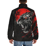 Down-Padded Puffer Jacket Angry Tiger Red Moon Jungle Art
