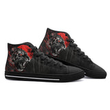 High-Top Canvas Shoes Angry Tiger Red Moon Jungle Art