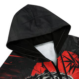 Men's Zip Up Hoodie Angry Tiger Red Moon Jungle Art