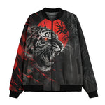 Bomber Jacket Angry Tiger Red Moon Jungle Art