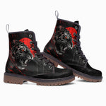 Leather Boots Angry Tiger Red Moon Jungle Art