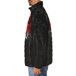 Down-Padded Puffer Jacket Angry Tiger Red Moon Jungle Art