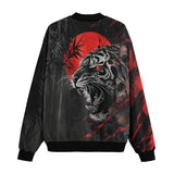 Bomber Jacket Angry Tiger Red Moon Jungle Art