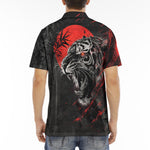 Men's Polo Shirt Angry Tiger Red Moon Jungle Art