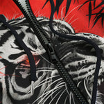 Men's Zip Up Hoodie Angry Tiger Red Moon Jungle Art