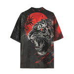 Hawaiian Shirt Angry Tiger Red Moon Jungle Art