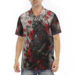 Men's Polo Shirt Samurai with Red Flowers