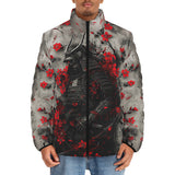 Down-Padded Puffer Jacket Samurai with Red Flowers