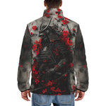 Down-Padded Puffer Jacket Samurai with Red Flowers