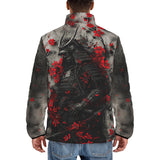 Down-Padded Puffer Jacket Samurai with Red Flowers