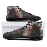 High-Top Canvas Shoes Samurai with Red Flowers