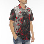 Men's Polo Shirt Samurai with Red Flowers